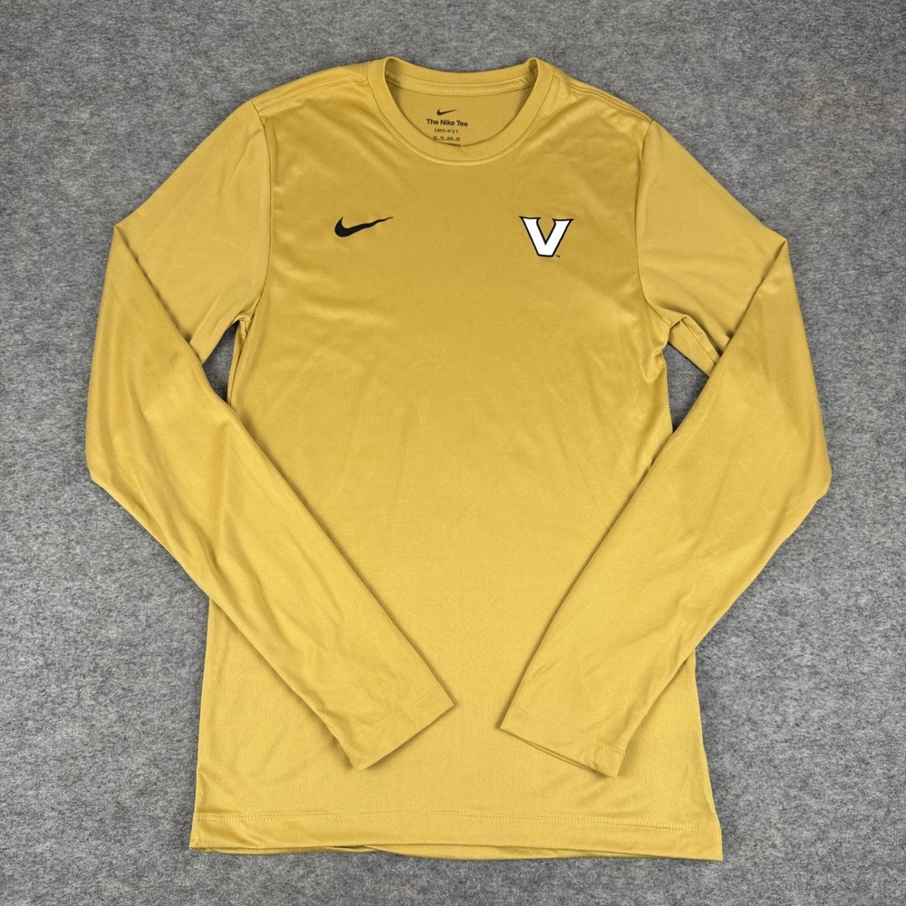 Nike Dri Fit Vanderbilt Commodores Legend T-Shirt Long Sleeve Gold Mens XS